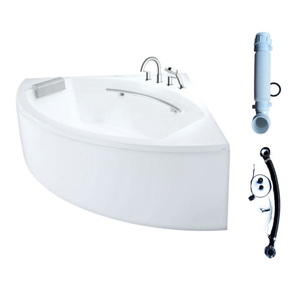  Bồn tắm yếm TOTO PPY1543-4HPE#P TVBF412 DB505R-2B ngọc trai 1m5 tay vịn đặt góc gồm bộ xả thải 