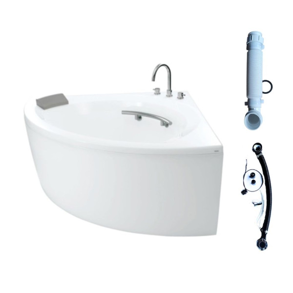  Bồn tắm yếm TOTO PPY1353-3HPE#P TVBF412 DB505R-2B ngọc trai 1m35 tay vịn đặt góc gồm bộ xả thải 
