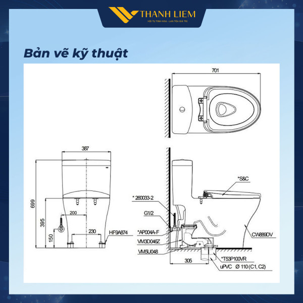 ban ve ky thuat bon cau thong minh toto MS889CDRW17#XW
