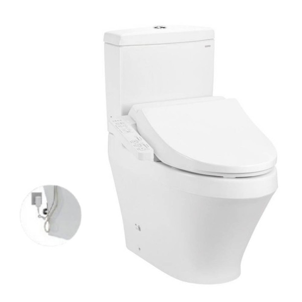  Bồn cầu TOTO CS945PDW18#XW 2 khối nắp điện tử TCF23710AAA Washlet C2 cơ bản thoát ngang 