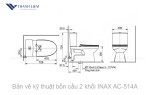 Bồn Cầu 2 Khối INAX AC-514A + Nắp Điện Tử CW-H17VN