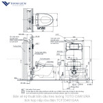 Bồn cầu treo tường TOTO CW812RA kèm nắp rửa điện TCF33461GAA