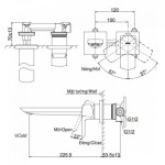 Vòi Lavabo TOTO TLG02311BB#BGP Nóng Lạnh Gắn Tường Màu Xám Than Chì Mờ